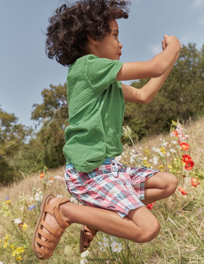 ροζ/πράσινη επιταγή είδη ένδυσης παντελόνι gingham Boden αγόρια 464PH8872
