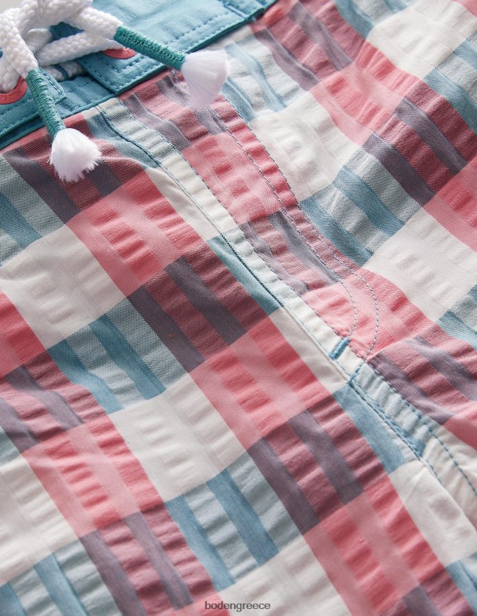 ροζ/πράσινη επιταγή είδη ένδυσης παντελόνι gingham Boden αγόρια 464PH8872