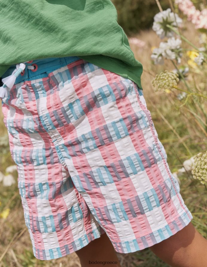 ροζ/πράσινη επιταγή είδη ένδυσης παντελόνι gingham Boden αγόρια 464PH8872