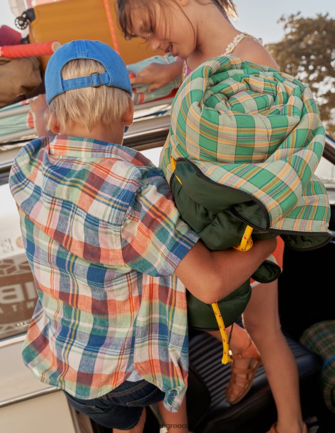 οπάλιο φωτιάς/πράσινα μαντρέ είδη ένδυσης βαμβακερό λινό πουκάμισο Boden αγόρια 464PH8847