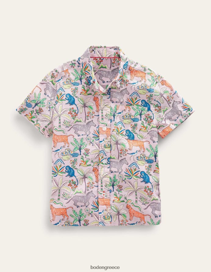 καμέο ροζ τροπικός κήπος είδη ένδυσης βαμβακερό λινό πουκάμισο Boden αγόρια 464PH8850