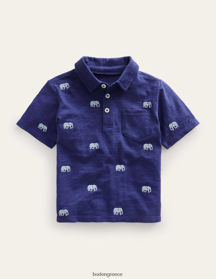 δεξιά ελέφαντες είδη ένδυσης κεντητό μπλουζάκι πόλο Boden αγόρια 464PH8852