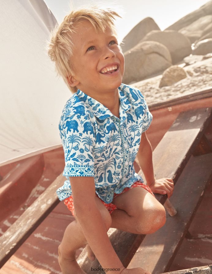 τροπικό ξύλο ζαφείρι είδη ένδυσης πουκάμισο με στάμπα Boden αγόρια 464PH8856