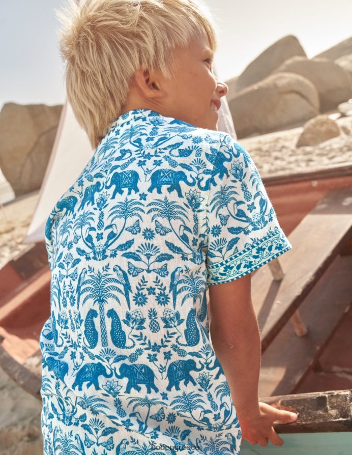 τροπικό ξύλο ζαφείρι είδη ένδυσης πουκάμισο με στάμπα Boden αγόρια 464PH8856