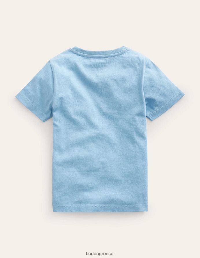 τρένο με βότσαλο μπλε είδη ένδυσης βαμβακερό μπλουζάκι σταυροβελονιά Boden αγόρια 464PH8860