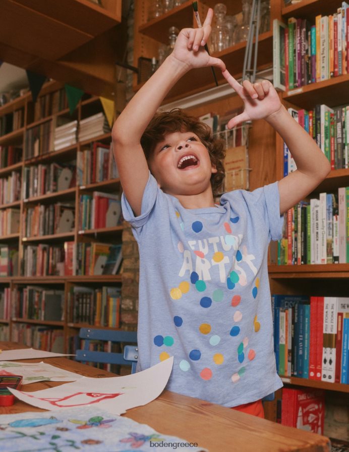 γαλάζια μάργα είδη ένδυσης χαλαρό μπλουζάκι με στάμπα καλλιτέχνη Boden αγόρια 464PH8862