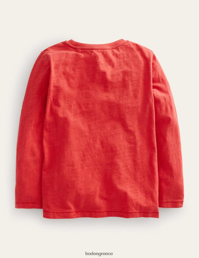 ροκαμπίλι κόκκινο είδη ένδυσης μακρυμάνικο πλυμένο μπλουζάκι Boden αγόρια 464PH8867