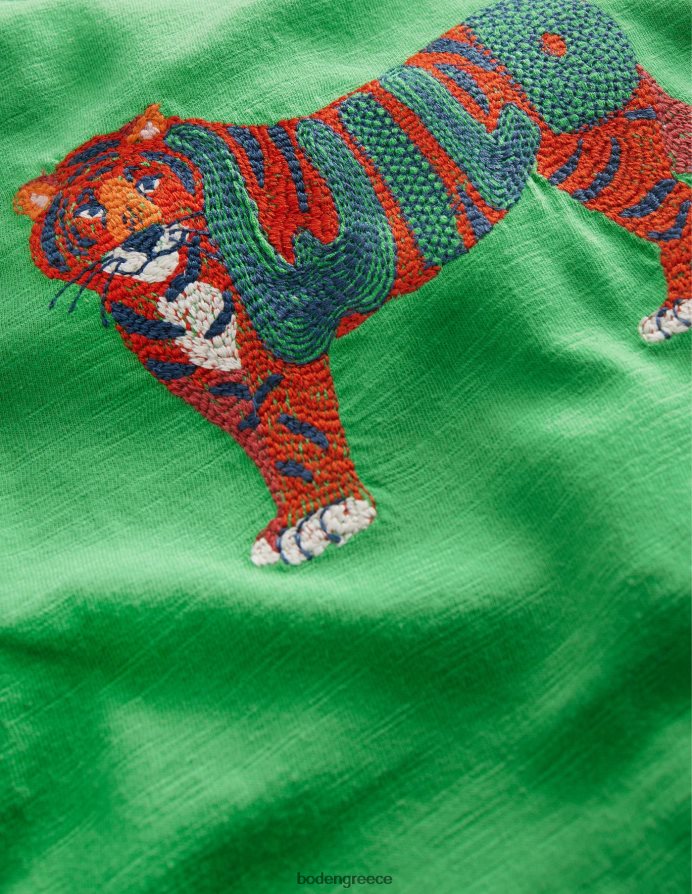 πράσινη τίγρη αλόης είδη ένδυσης βαμβακερό μπλουζάκι με animal printed Boden αγόρια 464PH8858