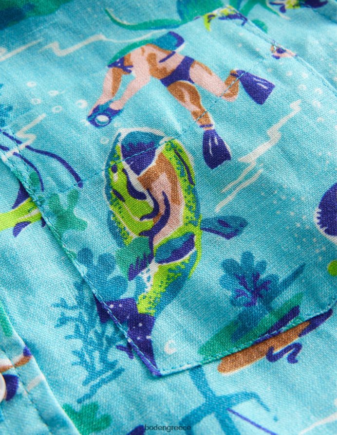 aqua sea diver είδη ένδυσης βαμβακερό λινό πουκάμισο Boden αγόρια 464PH8845