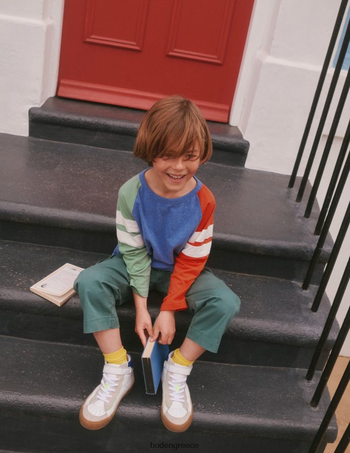 μπλε/πράσινη/πορτοκαλί μάργα είδη ένδυσης colourblock raglan μπλουζάκι Boden αγόρια 464PH8849