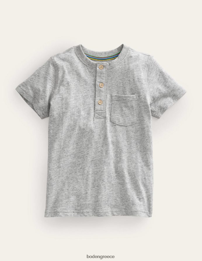 γκρίζα μάργα είδη ένδυσης πλυμένο βαμβακερό μπλουζάκι henley Boden αγόρια 464PH83029