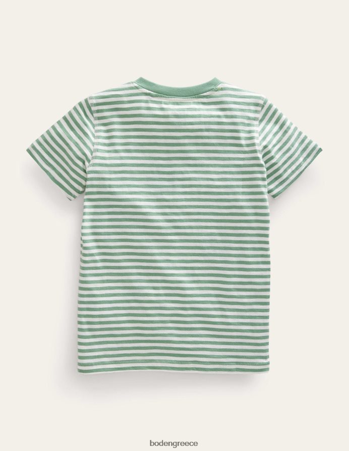 πράσινο ιβουάρ/τσαρίτη είδη ένδυσης πλυμένο βαμβακερό μπλουζάκι henley Boden αγόρια 464PH83173