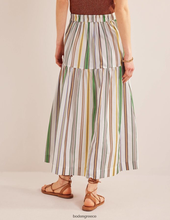 ιβουάρ & πολλαπλές ρίγες είδη ένδυσης ριγέ βαμβακερή μάξι φούστα Boden γυναίκες 464PH81042