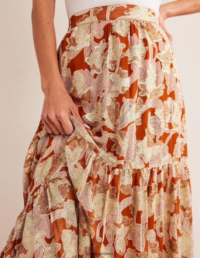 σκουριά & στροβιλισμός παισλεϋ είδη ένδυσης πολυεπίπεδη μεταλλική μάξι φούστα Boden γυναίκες 464PH81126