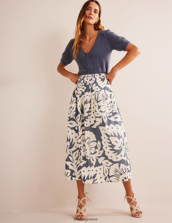 βεράντα με ζαφείρι και δρυς είδη ένδυσης βαμβακερή μίντι φούστα πλισέ Boden γυναίκες 464PH81223