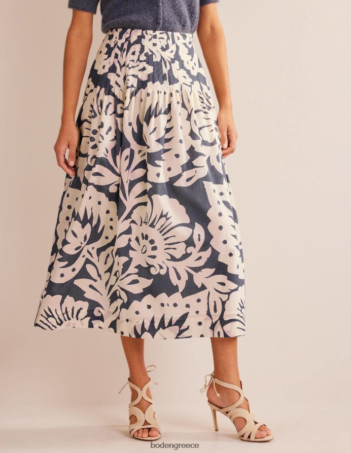 βεράντα με ζαφείρι και δρυς είδη ένδυσης βαμβακερή μίντι φούστα πλισέ Boden γυναίκες 464PH81223