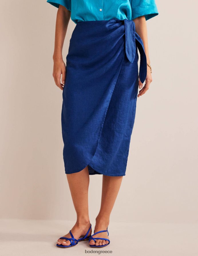 ζαφείρι είδη ένδυσης λινό μίντι φούστα τυλίξτε μπροστά Boden γυναίκες 464PH81232