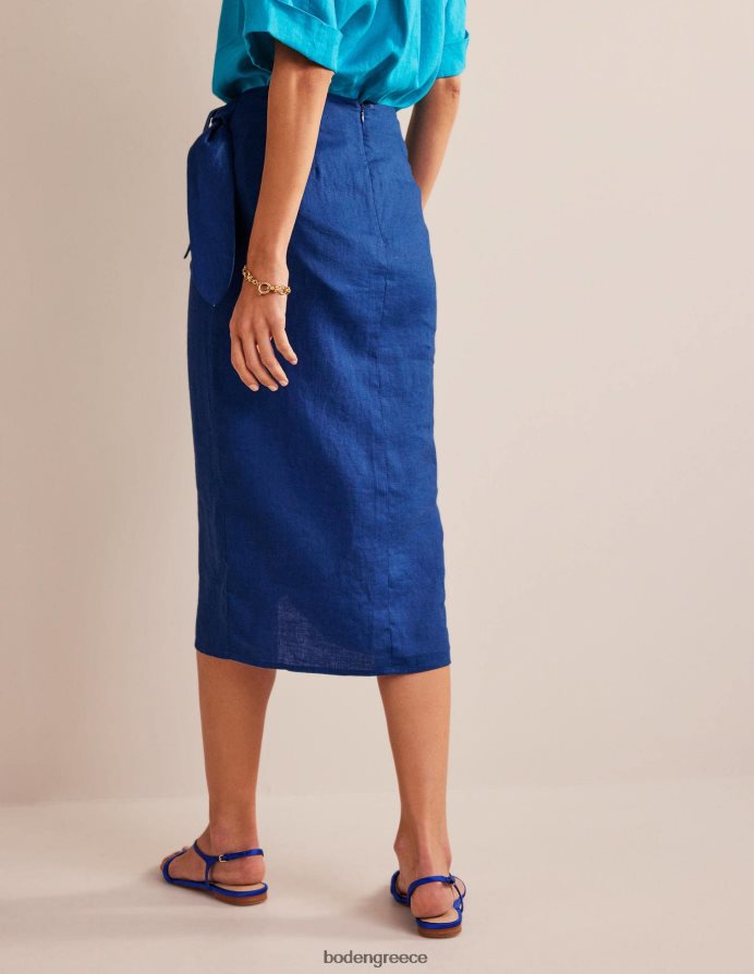 ζαφείρι είδη ένδυσης λινό μίντι φούστα τυλίξτε μπροστά Boden γυναίκες 464PH81232