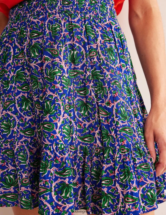 μπλε κύμα & βοτανική κλήμα είδη ένδυσης τσαλακωμένη μίνι φούστα Boden γυναίκες 464PH81251