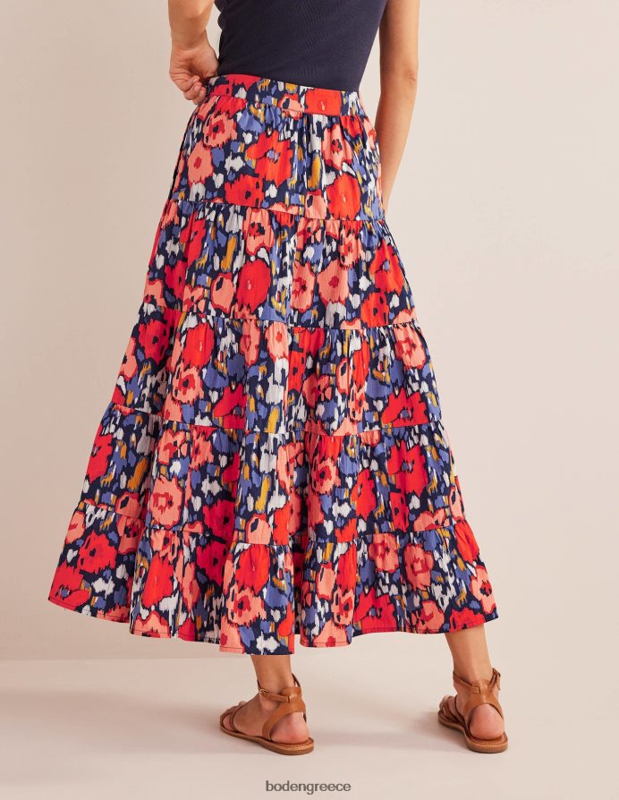 ναυτικό & αφηρημένο παπαρούνα μεγάλο είδη ένδυσης μίντι φούστα από ποπλίνα Boden γυναίκες 464PH81516