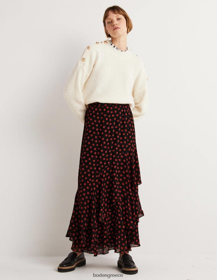 οφθαλμός μαύρου & πετούνιας είδη ένδυσης μάξι φούστα πολλαπλών βολάν Boden γυναίκες 464PH81627