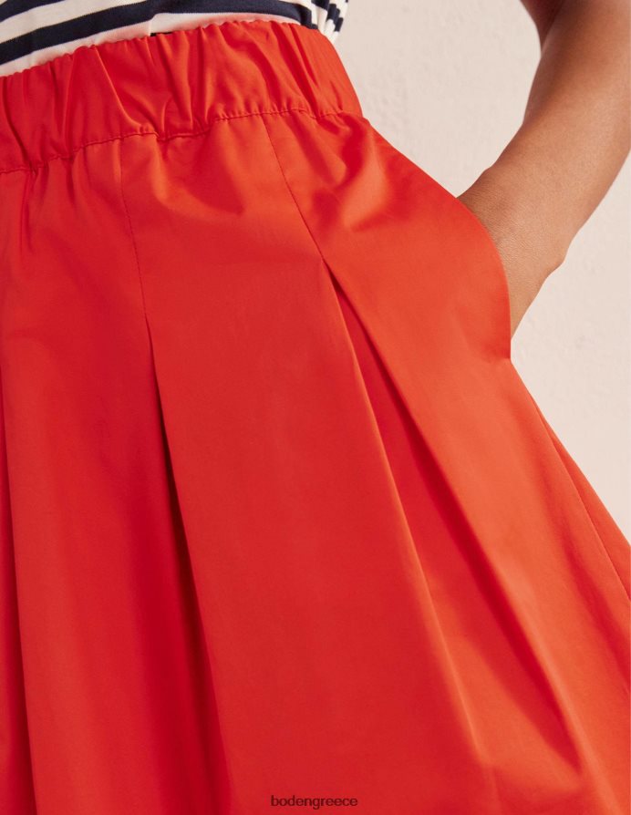 κόκκινο βερμίλιο είδη ένδυσης βαμβακερή πλισέ φούστα Boden γυναίκες 464PH81806