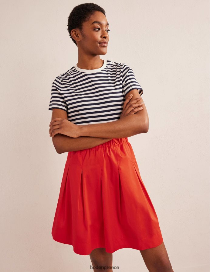 κόκκινο βερμίλιο είδη ένδυσης βαμβακερή πλισέ φούστα Boden γυναίκες 464PH81806