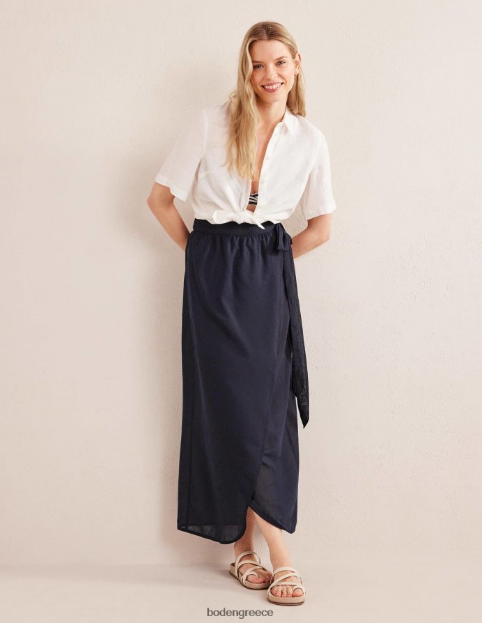 ΠΟΛΕΜΙΚΟ ΝΑΥΤΙΚΟ είδη ένδυσης τυλίξτε βαμβακερή μάξι φούστα Boden γυναίκες 464PH81923