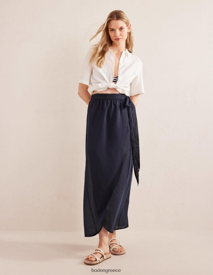 ΠΟΛΕΜΙΚΟ ΝΑΥΤΙΚΟ είδη ένδυσης τυλίξτε βαμβακερή μάξι φούστα Boden γυναίκες 464PH81923