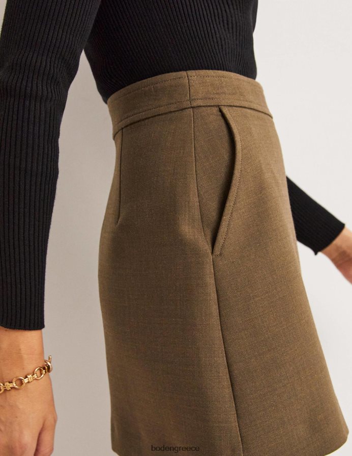 χακί είδη ένδυσης Μίνι φούστα σε μια γραμμή μαλλί Boden γυναίκες 464PH82036