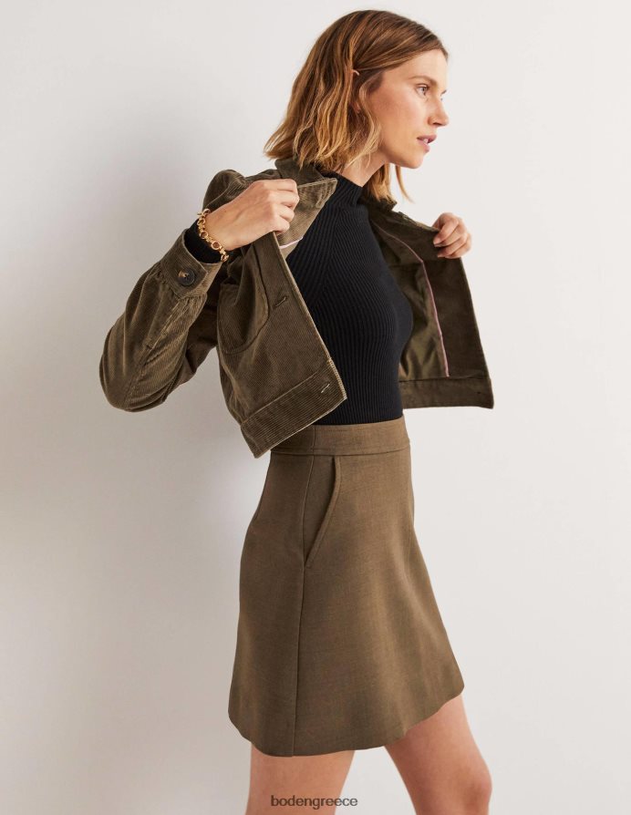 χακί είδη ένδυσης Μίνι φούστα σε μια γραμμή μαλλί Boden γυναίκες 464PH82036