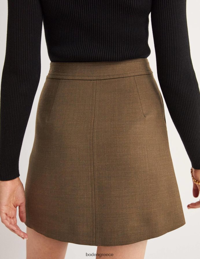 χακί είδη ένδυσης Μίνι φούστα σε μια γραμμή μαλλί Boden γυναίκες 464PH82036