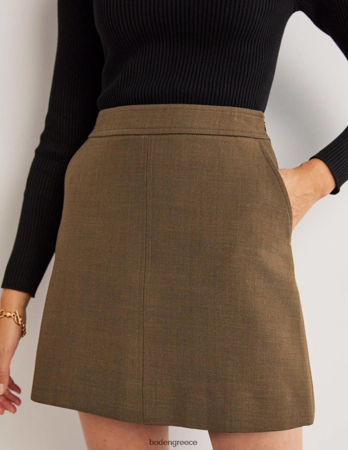χακί είδη ένδυσης Μίνι φούστα σε μια γραμμή μαλλί Boden γυναίκες 464PH82036