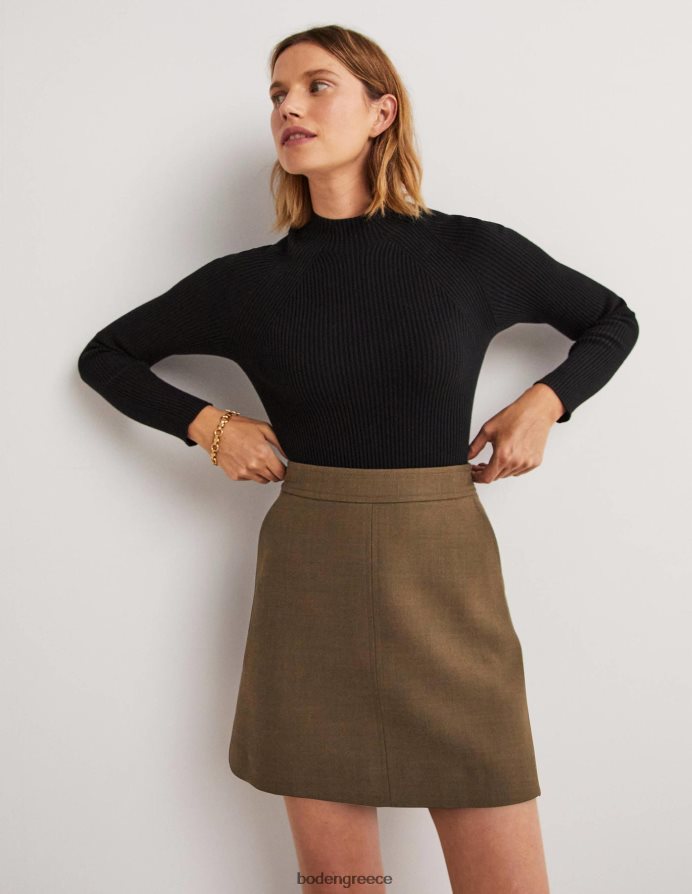 χακί είδη ένδυσης Μίνι φούστα σε μια γραμμή μαλλί Boden γυναίκες 464PH82036