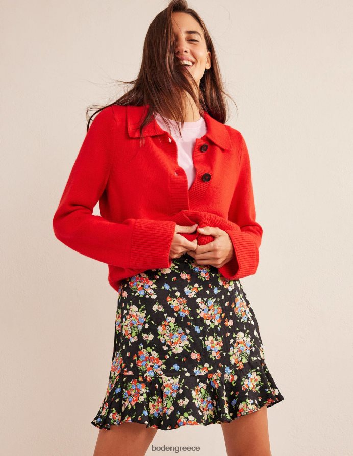 μαύρο άγριο σύμπλεγμα είδη ένδυσης Σατέν βολάν μίνι φούστα Boden γυναίκες 464PH82244