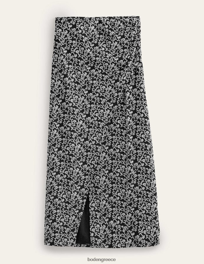 μαύρο & αφηρημένο κλήμα είδη ένδυσης μίντι φούστα ζέρσεϊ με σπαστό στο πλάι Boden γυναίκες 464PH82516