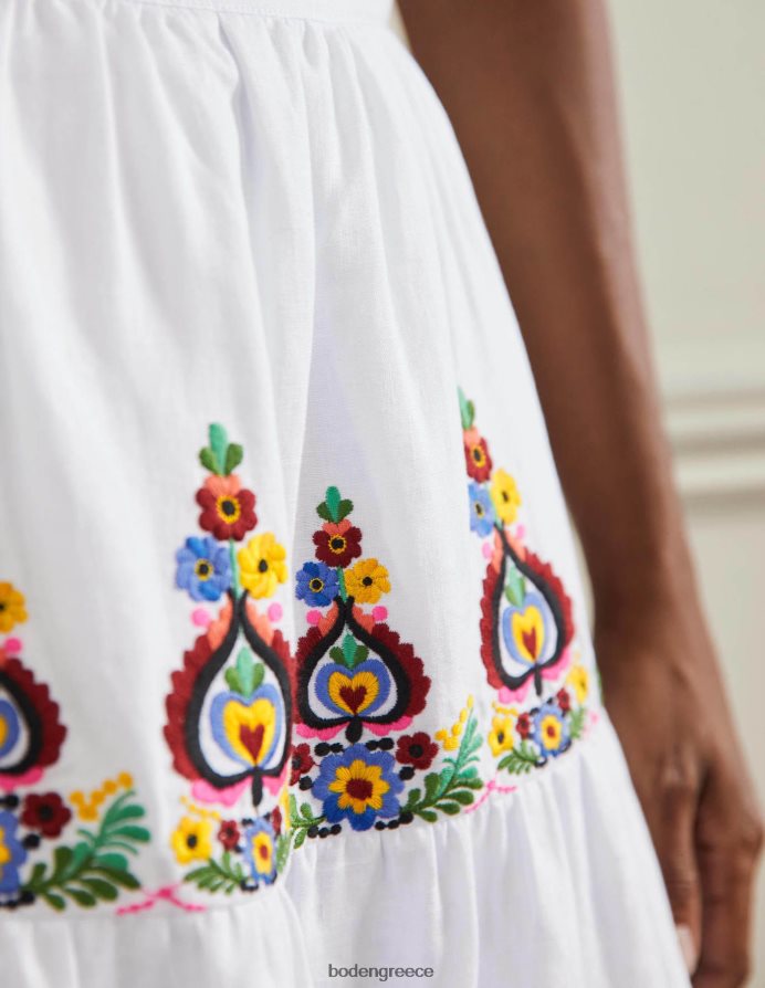 λευκό κεντημένο είδη ένδυσης κεντημένη λινή μίνι φούστα Boden γυναίκες 464PH82548