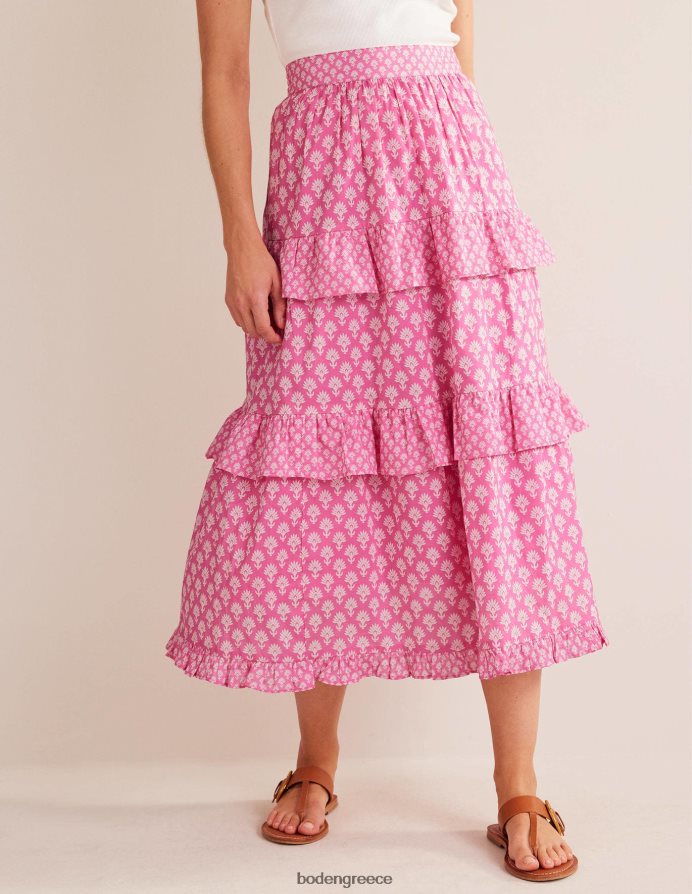 άνθη δαμασκηνιάς & μαργαρίτα είδη ένδυσης βαμβακερή μάξι φούστα σε επίπεδα Boden γυναίκες 464PH8633