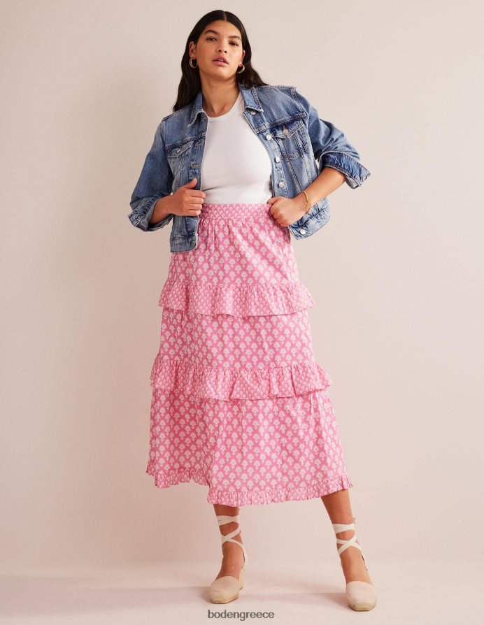 άνθη δαμασκηνιάς & μαργαρίτα είδη ένδυσης βαμβακερή μάξι φούστα σε επίπεδα Boden γυναίκες 464PH8633