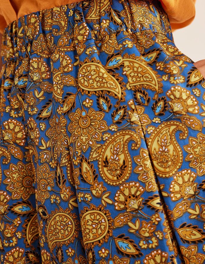 Harvest Gold & Paisley βεράντα είδη ένδυσης βαμβακερή πλισέ φούστα Boden γυναίκες 464PH81218