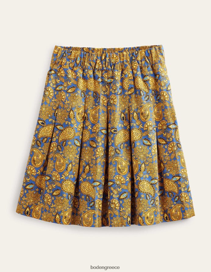 Harvest Gold & Paisley βεράντα είδη ένδυσης βαμβακερή πλισέ φούστα Boden γυναίκες 464PH81218