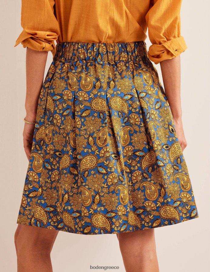 Harvest Gold & Paisley βεράντα είδη ένδυσης βαμβακερή πλισέ φούστα Boden γυναίκες 464PH81218
