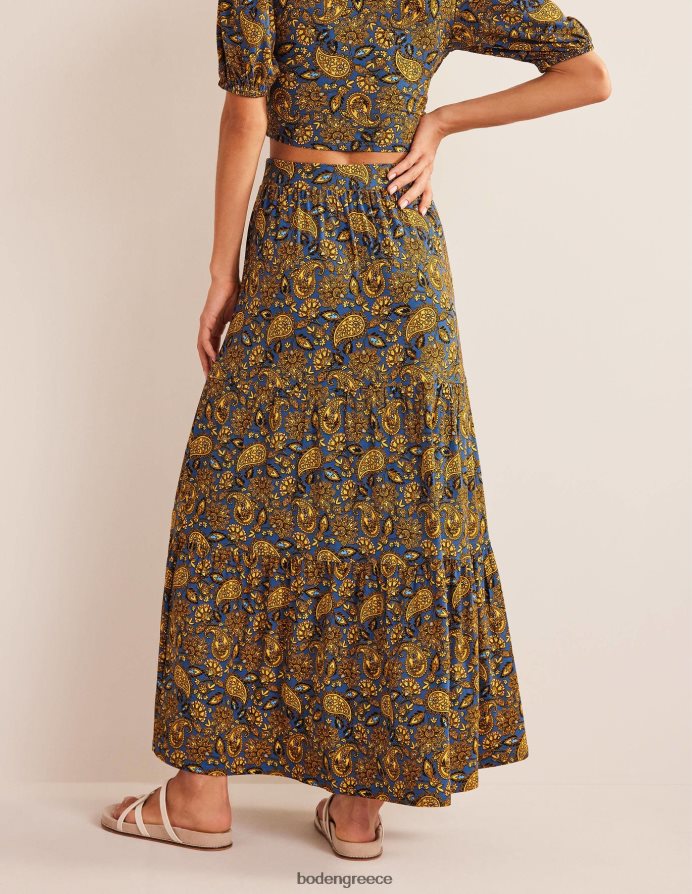 Harvest Gold & Paisley βεράντα είδη ένδυσης ζέρσεϊ μάξι φούστα Boden γυναίκες 464PH8988