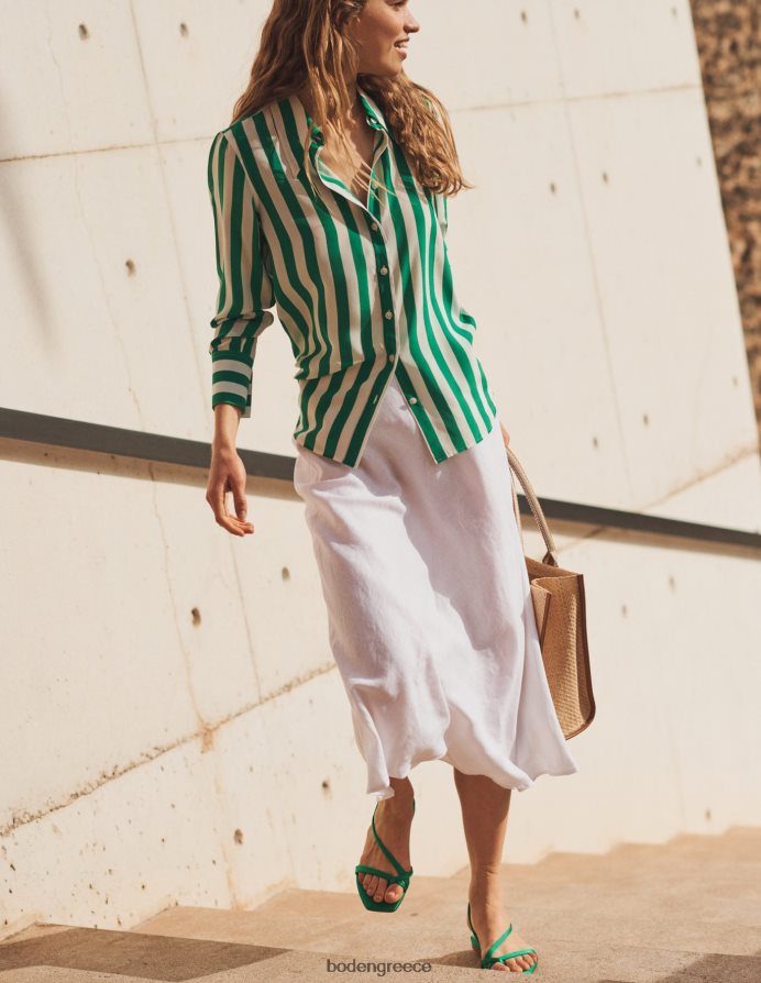 άσπρο είδη ένδυσης bias λινή midi φούστα Boden γυναίκες 464PH82584