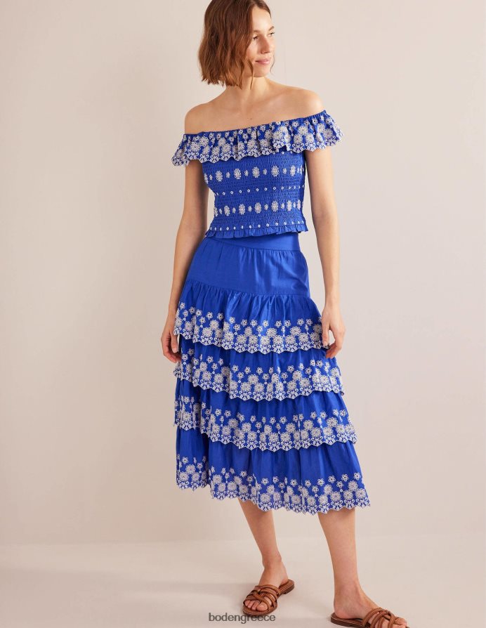 νησιώτικο μπλε είδη ένδυσης πολυεπίπεδη φούστα broderie Boden γυναίκες 464PH81060