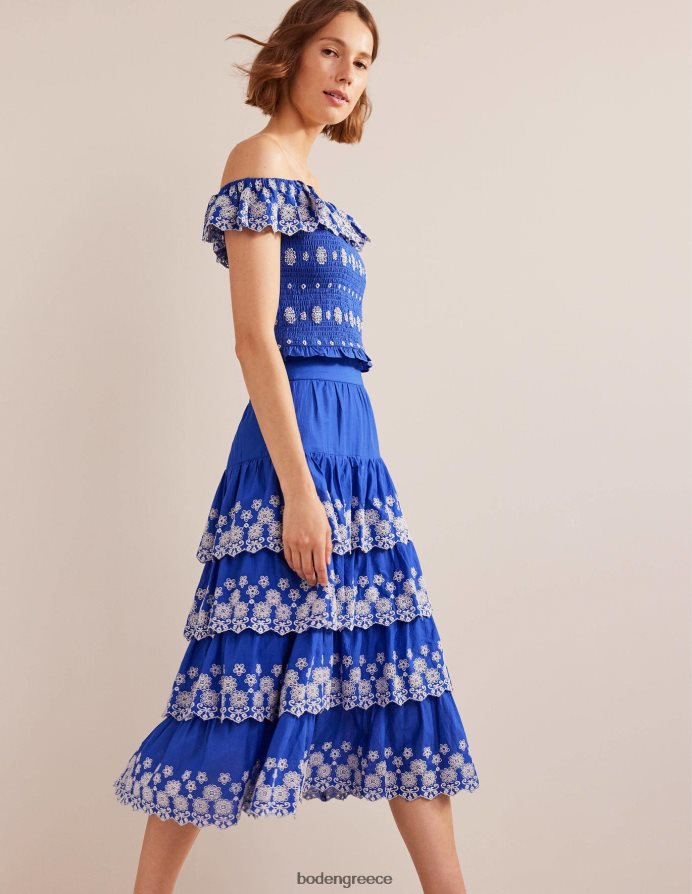 νησιώτικο μπλε είδη ένδυσης πολυεπίπεδη φούστα broderie Boden γυναίκες 464PH81060