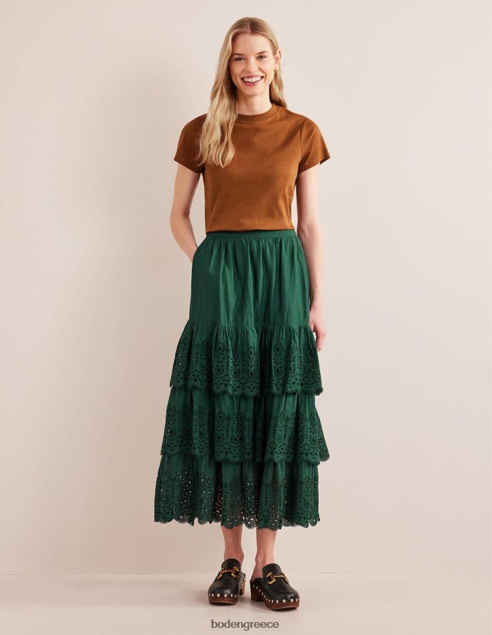 τσάτσγουορθ πράσινο είδη ένδυσης βαμβακερή μάξι φούστα broderie Boden γυναίκες 464PH81187