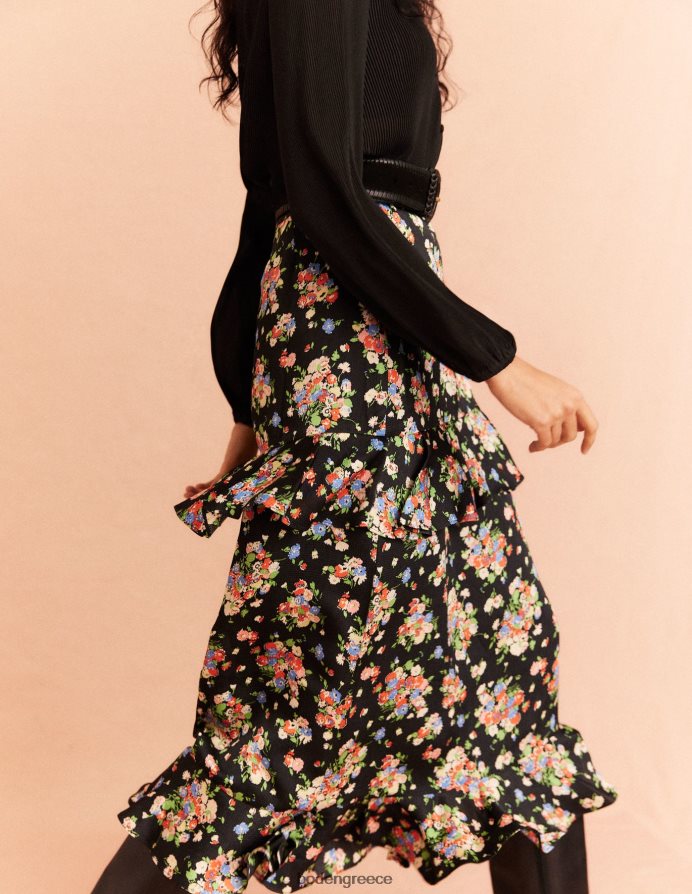 μαύρο & άγριο σύμπλεγμα είδη ένδυσης midi φούστα από σατέν βολάν Boden γυναίκες 464PH82129