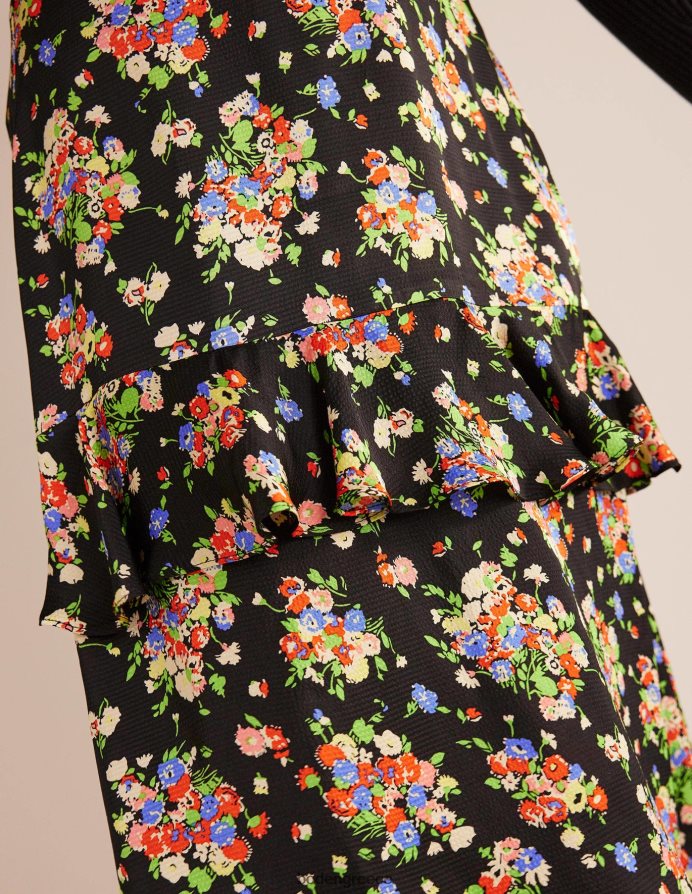 μαύρο & άγριο σύμπλεγμα είδη ένδυσης midi φούστα από σατέν βολάν Boden γυναίκες 464PH82129