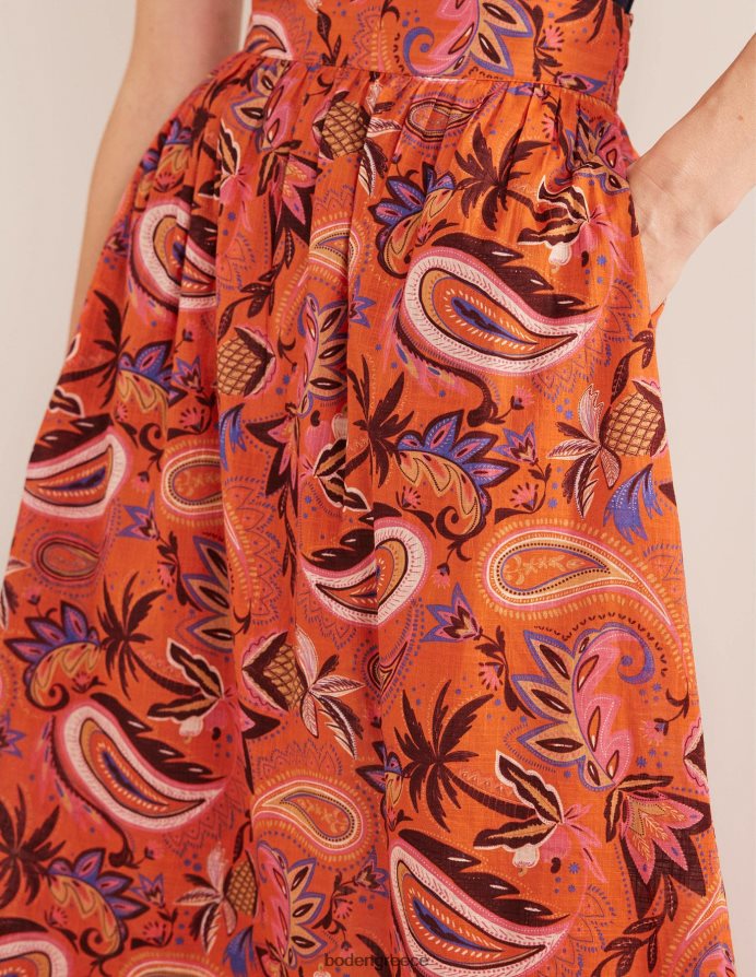 κοράλλι και παράδεισος paisley είδη ένδυσης βαμβακερή μάξι φούστα σε επίπεδα Boden γυναίκες 464PH81231